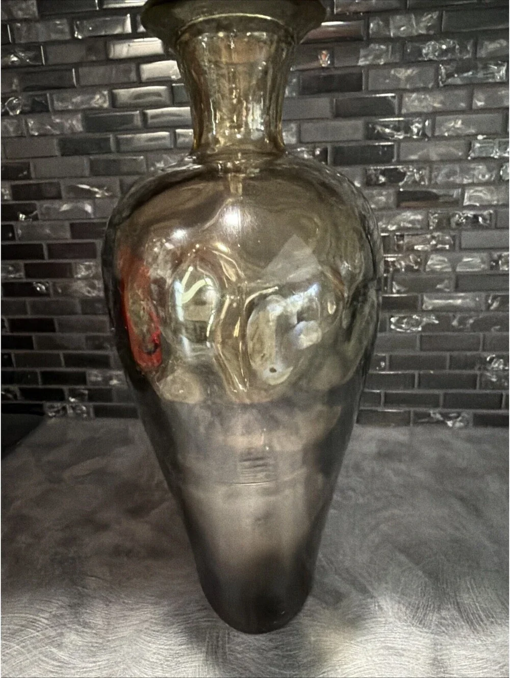 1980s Large Vidros Miguel Recycled Art Glass Decanter, Amber, Spain